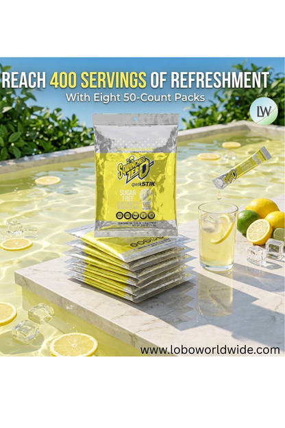 Sqwincher Quick Stiks, Sugar Free Drink Mix Powder, 10 oz Yield Per Unit,400PK(Various Flavours)