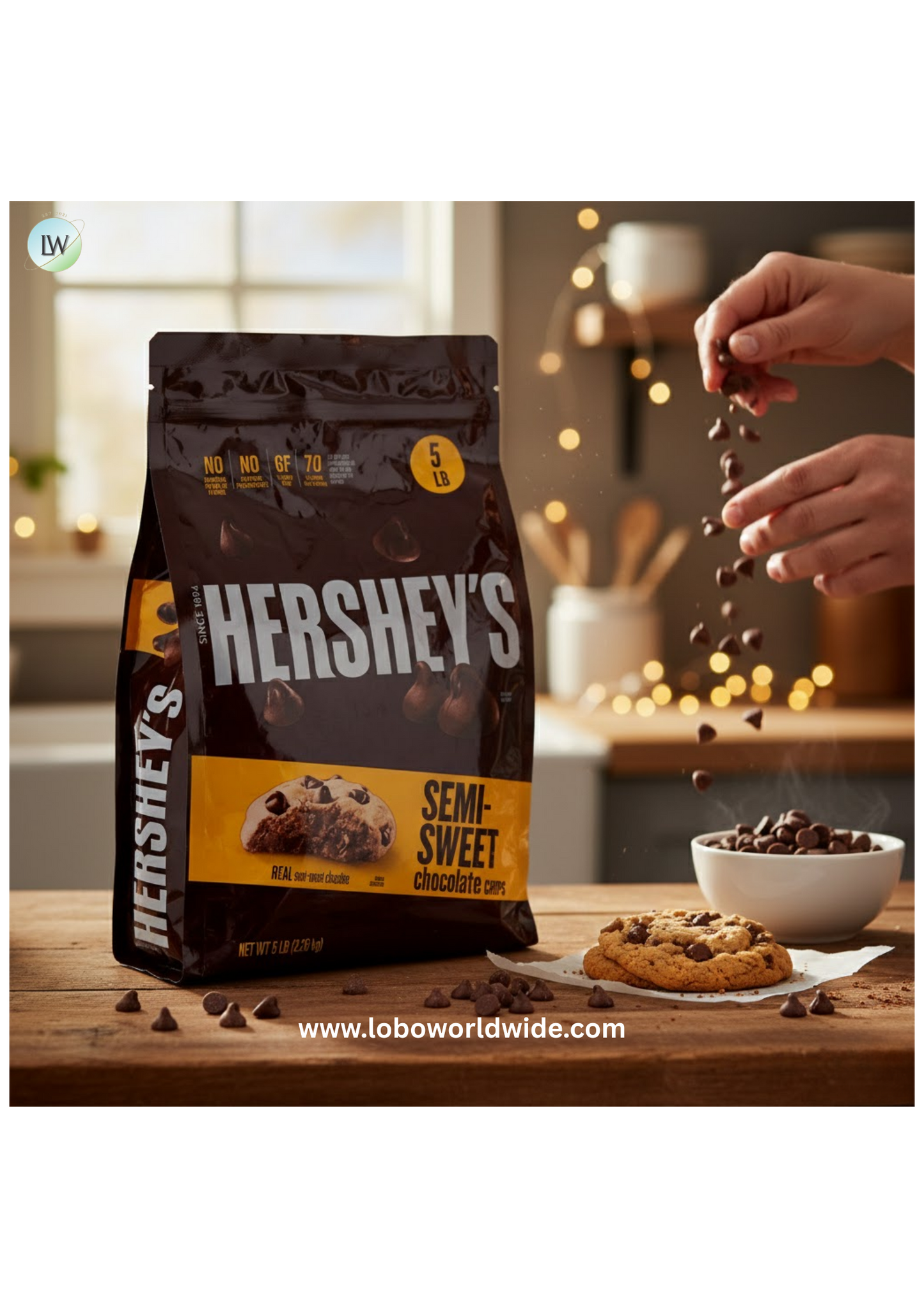 Hershey's Semi-Sweet Baking Chips, 1M, 5 lb.