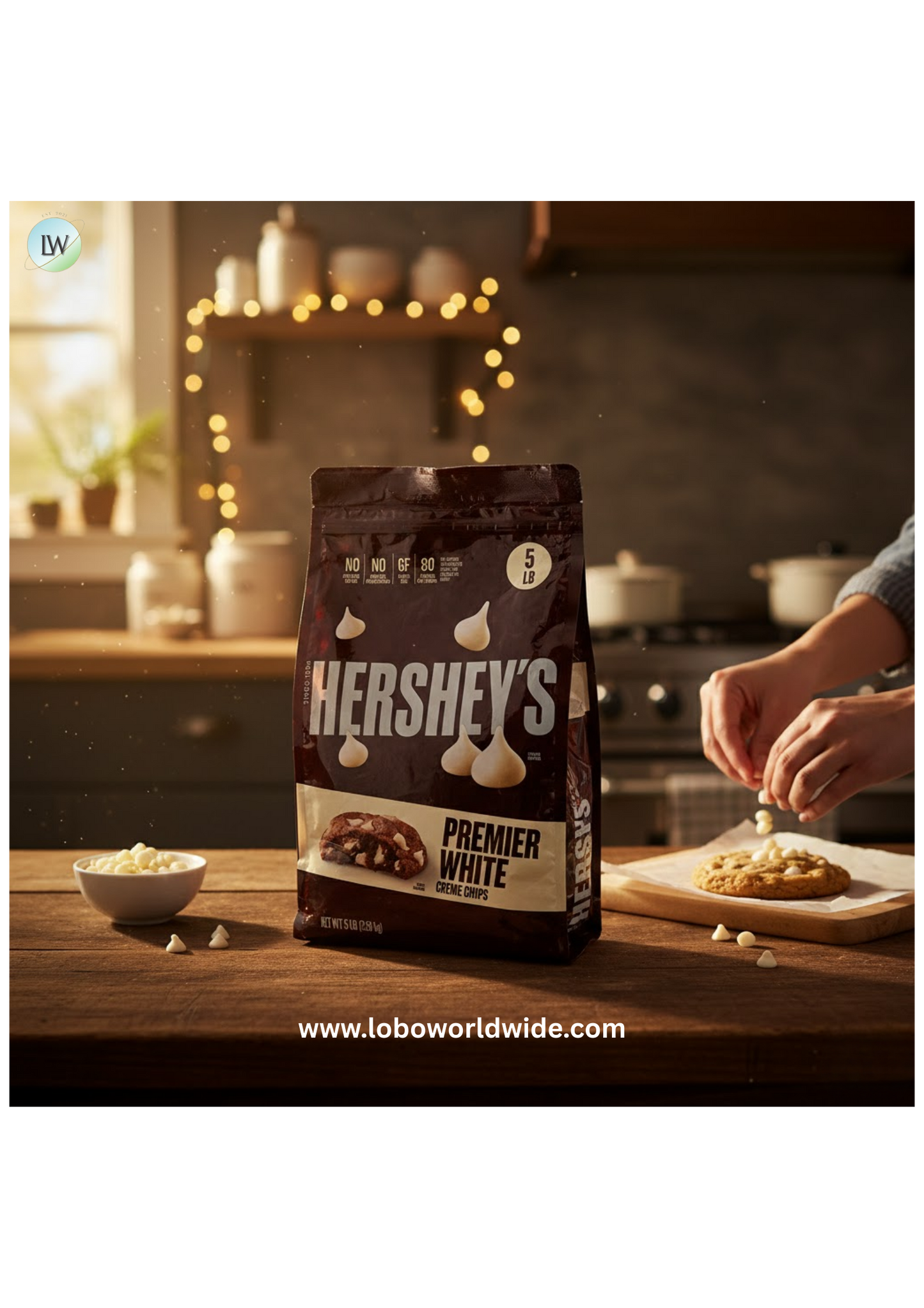 Hershey's Premier White Creme Baking Chips Resealable Bag, 1M, 5 lb.