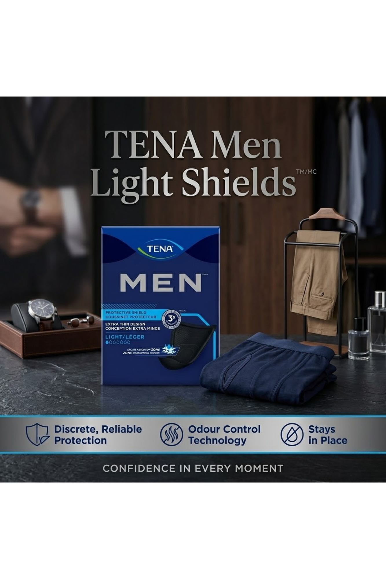 TENA Men Light Shields, 58 Count