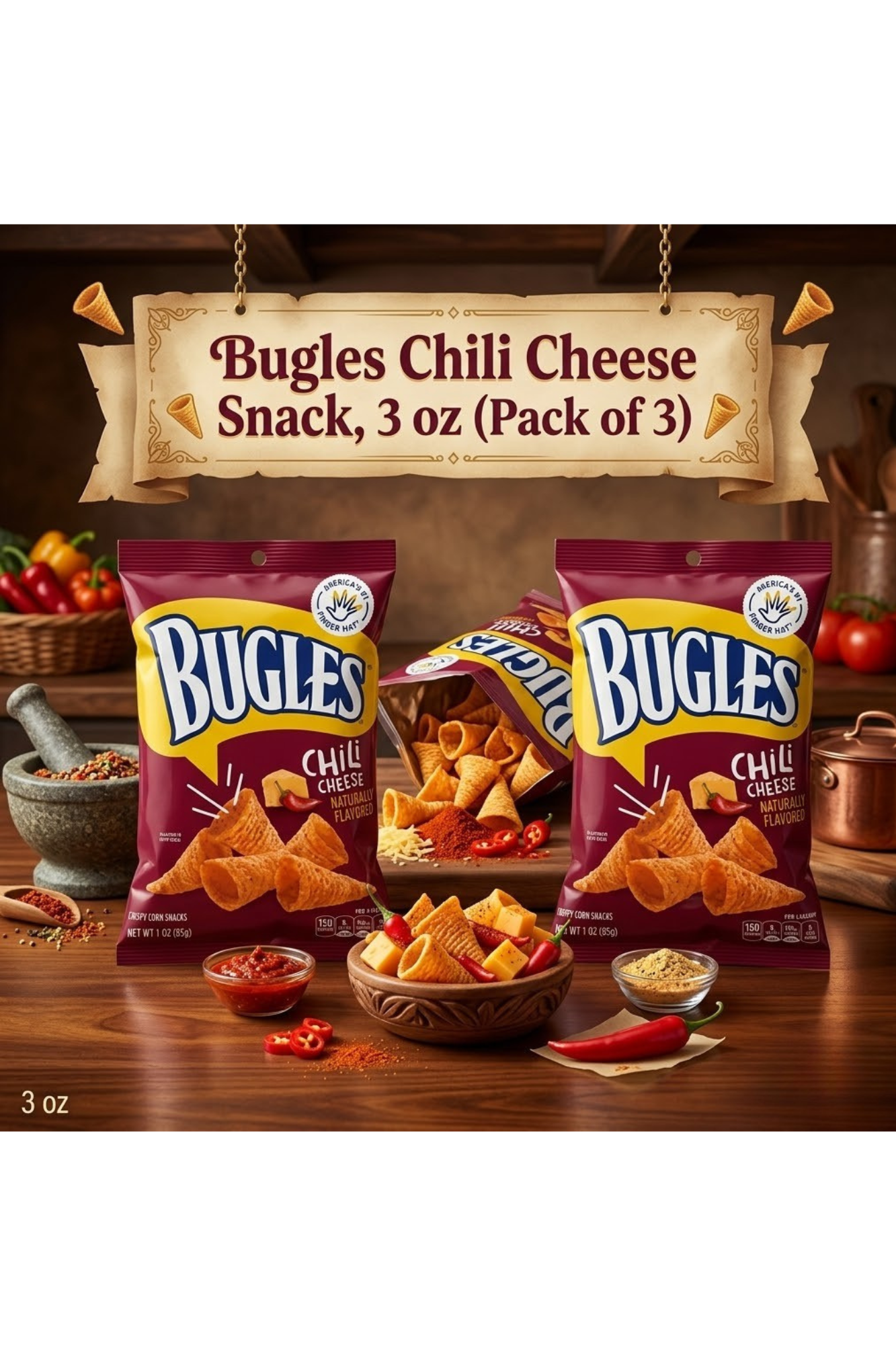 Bugles Crunch, 3 oz (Pack of 3)