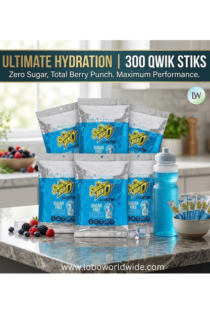 Sqwincher Quick Stiks, Sugar Free Drink Mix Powder, 10 oz Yield Per Unit,300PK(Various Flavours)