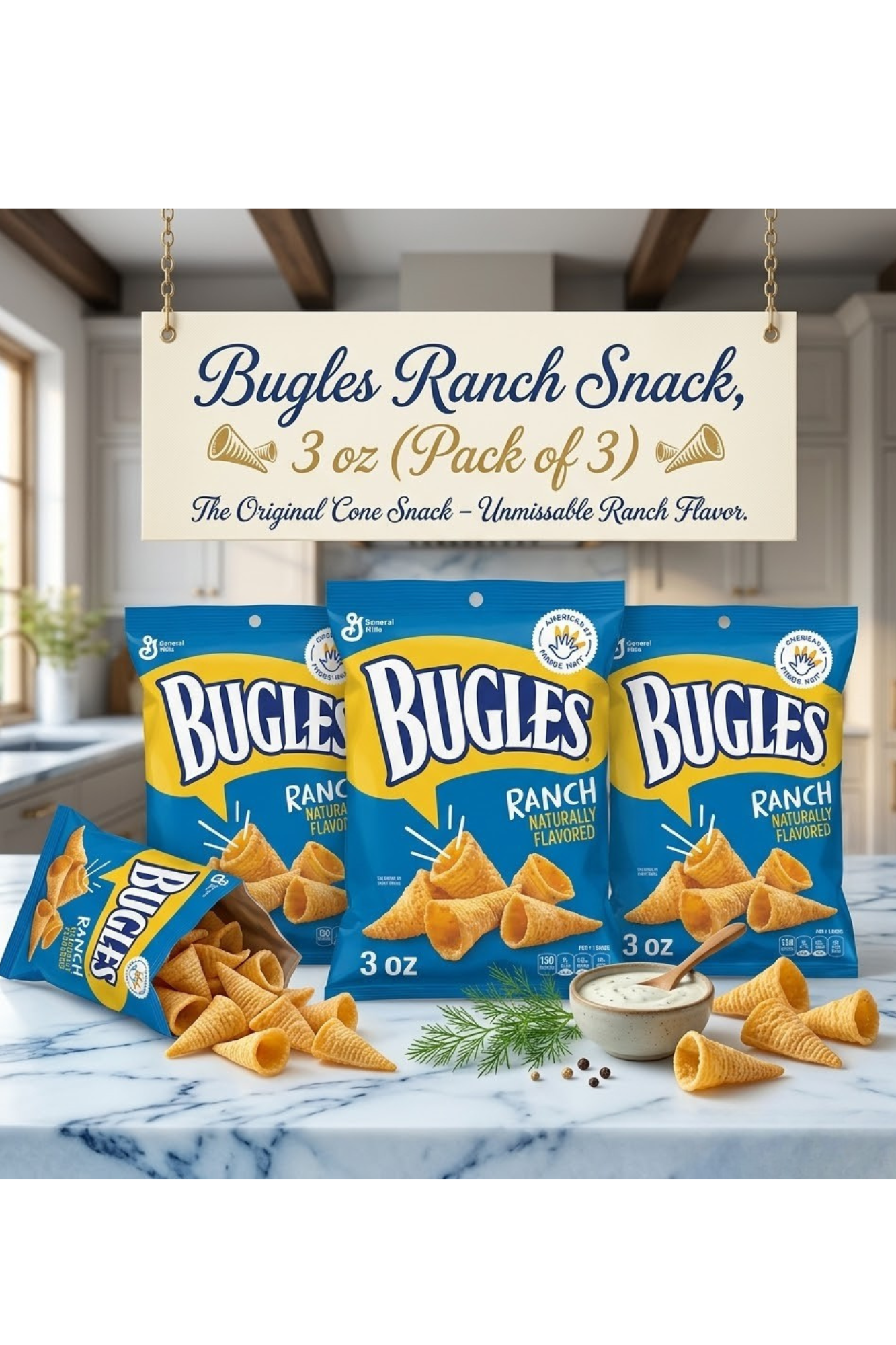 Bugles Crunch, 3 oz (Pack of 3)