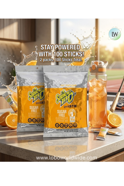 Sqwincher Quick Stiks, Sugar Free Drink Mix Powder, 10 oz Yield Per Unit,100PK(Various Flavours)