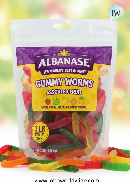 Albanese Gummy Worms Assorted Fruit(Various Sizes)