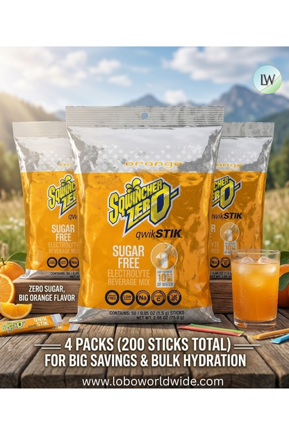 Sqwincher Qwik Stik ZERO Sugar, 0.06 oz, Pack, Yields 10 oz- 200 STICKS(Various Flavours)