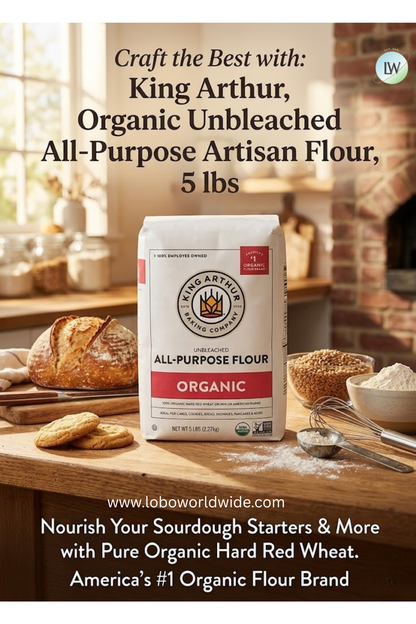 King Arthur, Organic Unbleached All-Purpose Artisan Flour, 5 lbs, 1 Pack