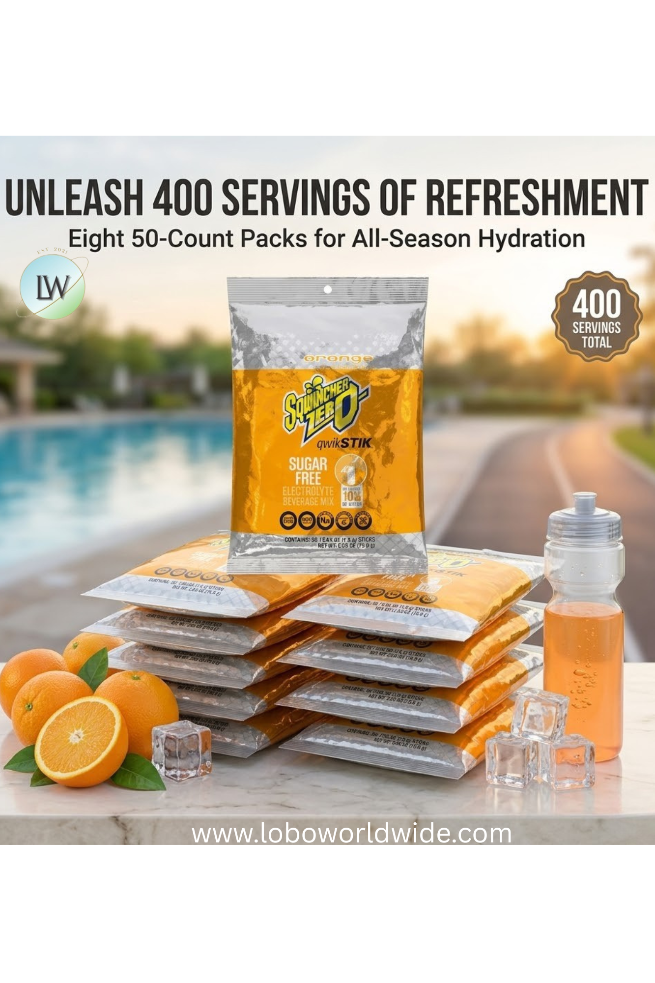 Sqwincher Quick Stiks, Sugar Free Drink Mix Powder, 10 oz Yield Per Unit,400PK(Various Flavours)