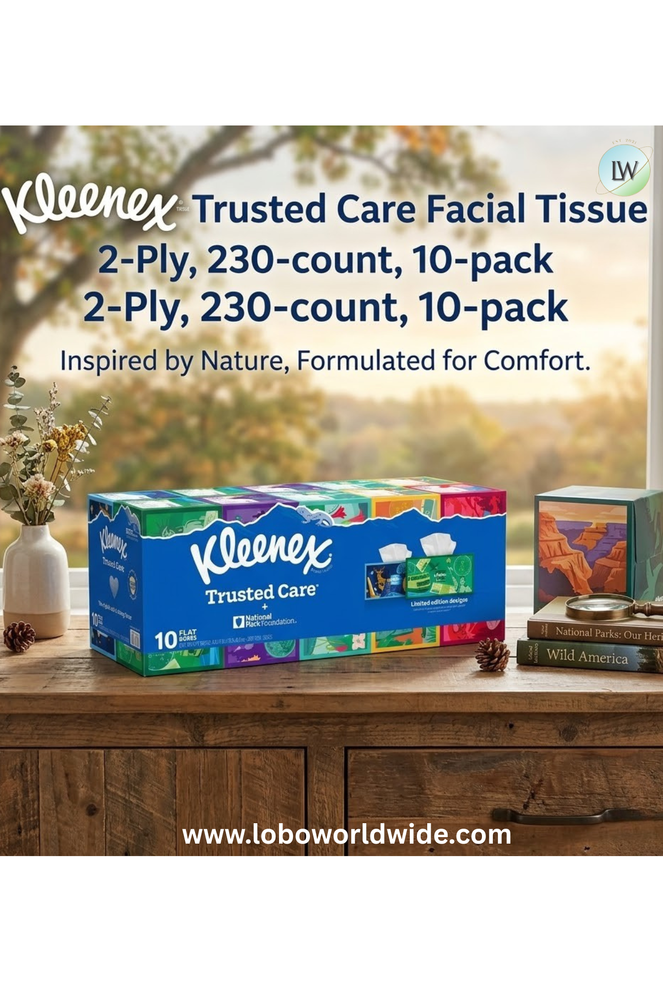 Kleenex Trusted Care Facial Tissue, 2-Ply, (Pack of 10)