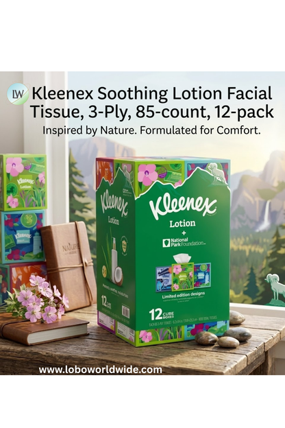 Kleenex Soothing Lotion Facial Tissue, 3-Ply, 85-count, 12-pack