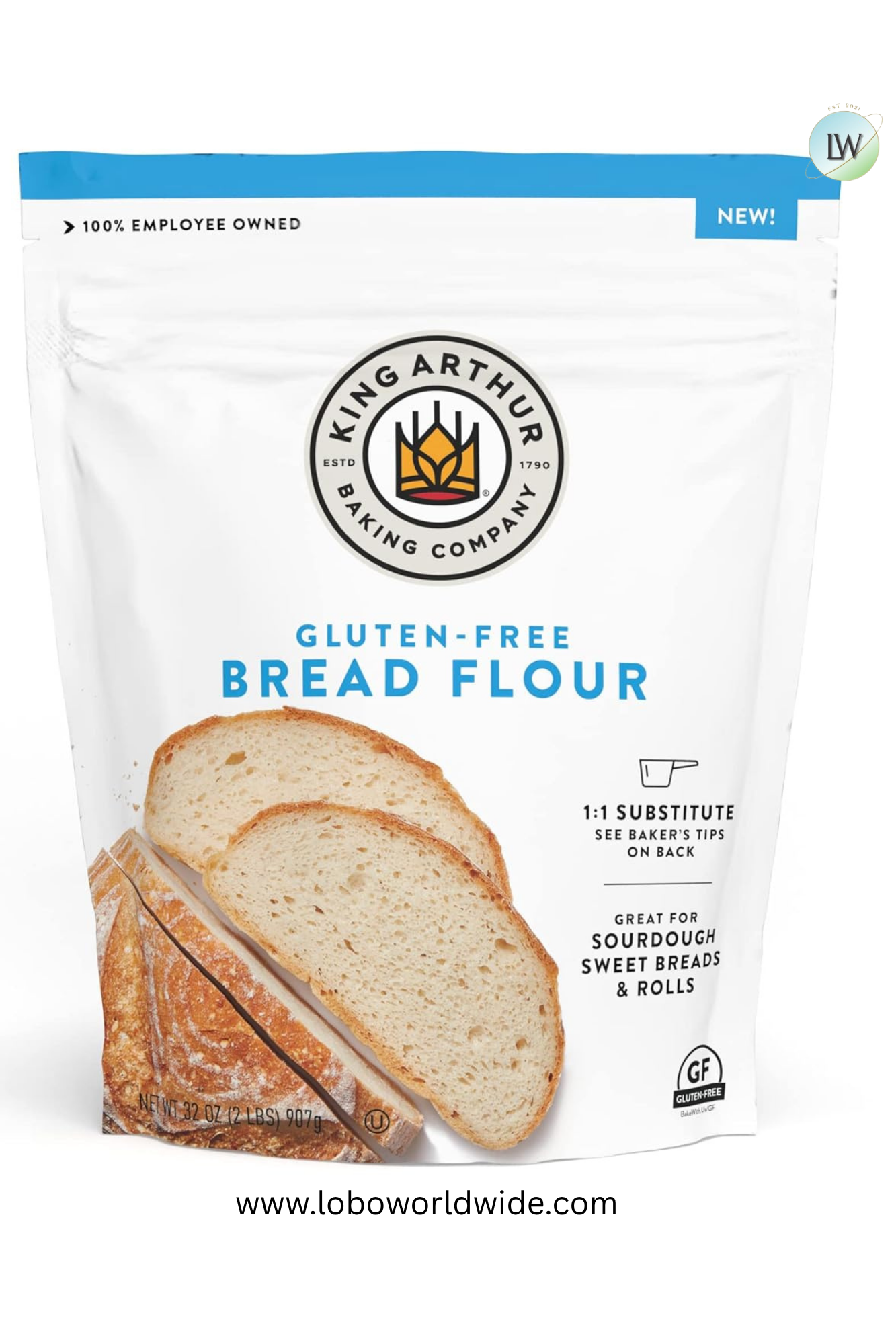 King Arthur, Gluten Free Bread Flour, 2 lb, 1 Bag