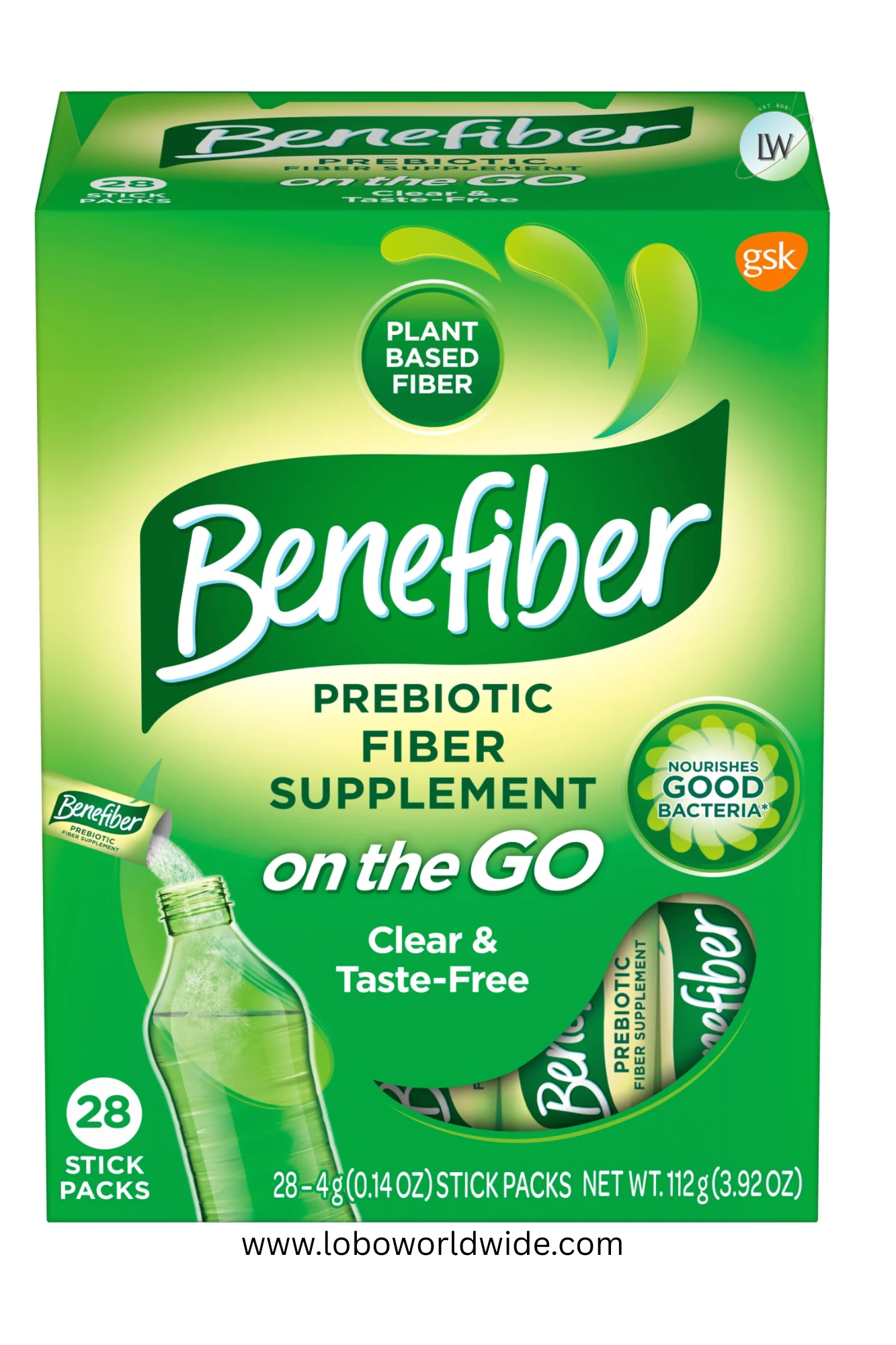 Benefiber On The Go Prebiotic Fiber Powder, Unflavored, 3.92 Oz, (Pack of 28)