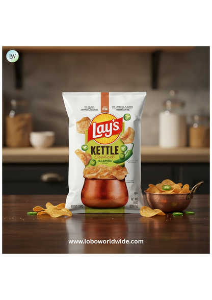 Lay's Kettle Cooked Jalapeno Potato Snack Chips, 8 oz Bag