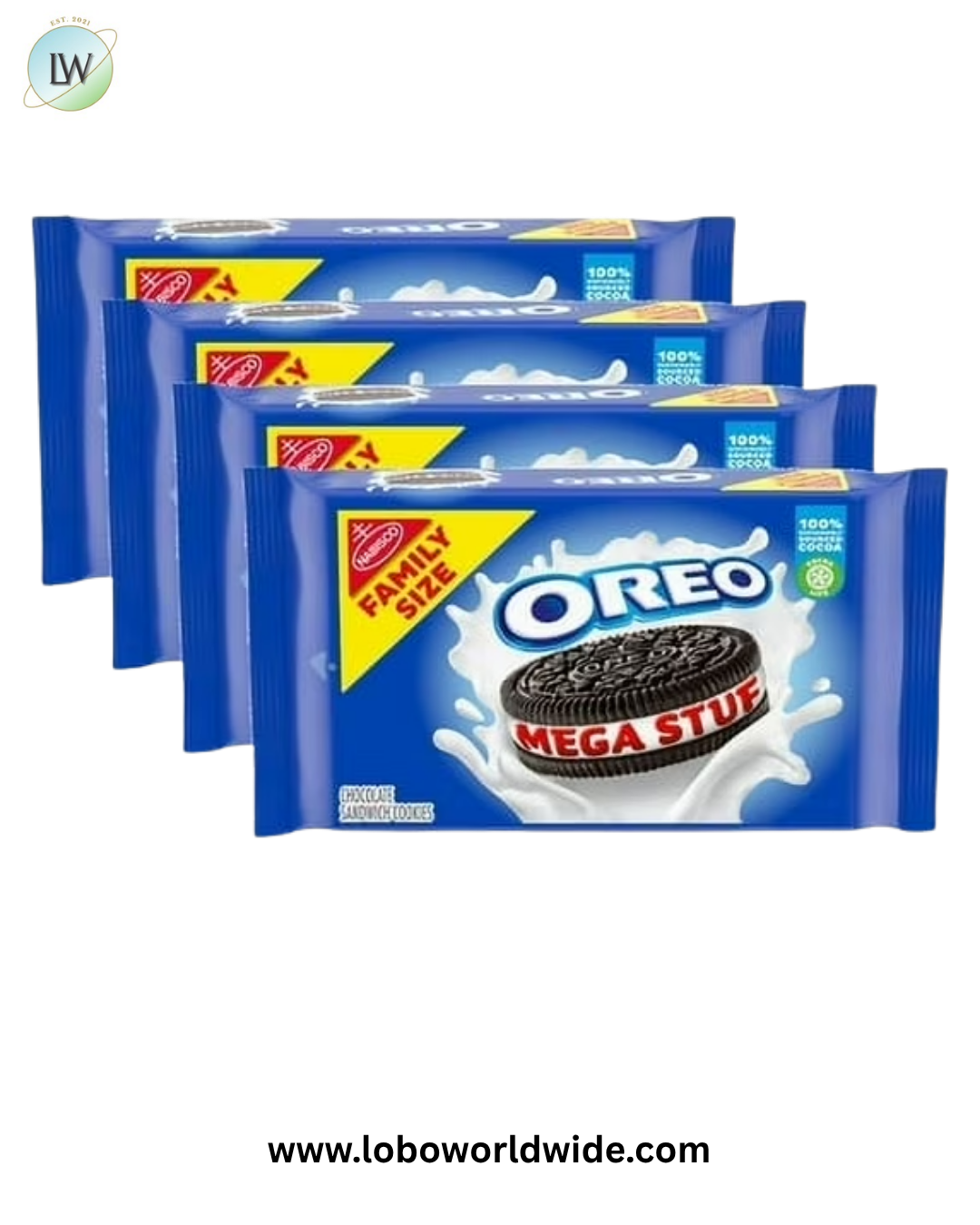 (4 pack) OREO Mega Stuf Chocolate Sandwich Cookies, Family Size, 17.6 oz