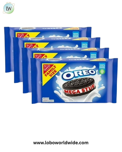 (4 pack) OREO Mega Stuf Chocolate Sandwich Cookies, Family Size, 17.6 oz