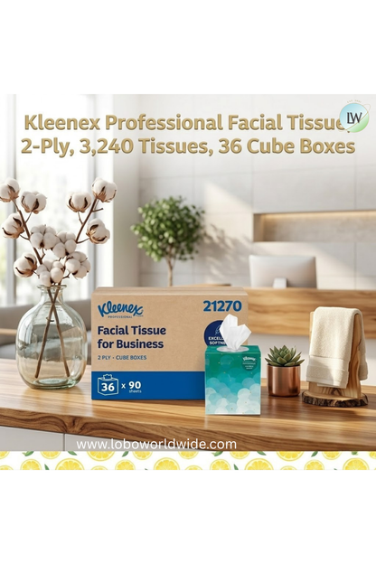 Kleenex Professional Facial Tissue, 2-Ply, 3,240 Tissues, 36 Cube Boxes