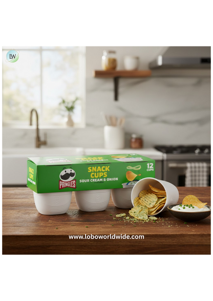 Pringles Sour Cream and Onion Potato Crisps Chips, Lunch Snacks, 12 Count