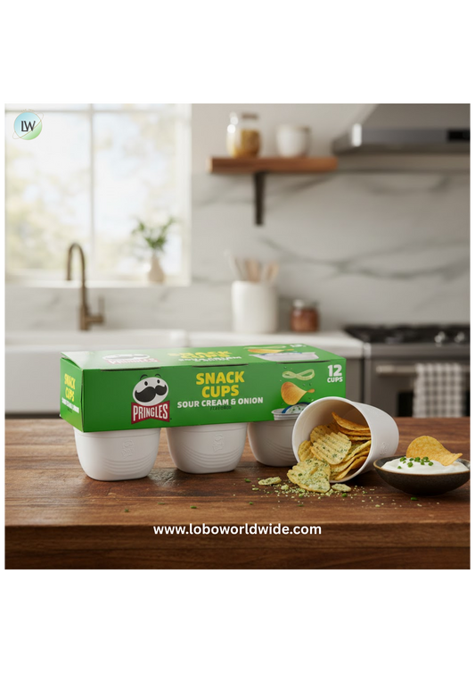 Pringles Sour Cream and Onion Potato Crisps Chips, Lunch Snacks, 12 Count