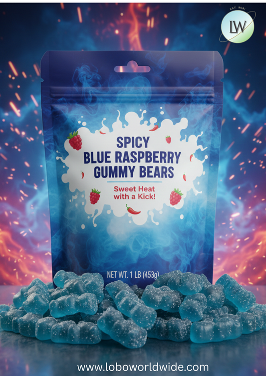 Spicy Blue Raspberry Gummy Bears(Various Sizes)