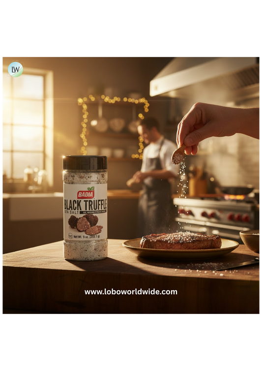 Badia 9 oz. Black Truffle Sea Salt - 6/Case