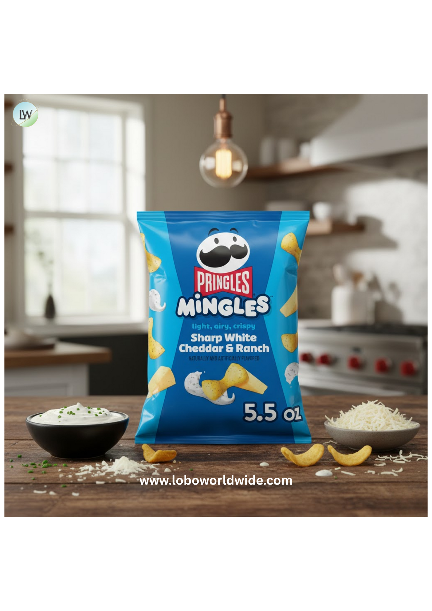 Pringles Mingles Sharp White Cheddar and Ranch Puffed Snacks, Cheese Puffs, 5.5 oz
