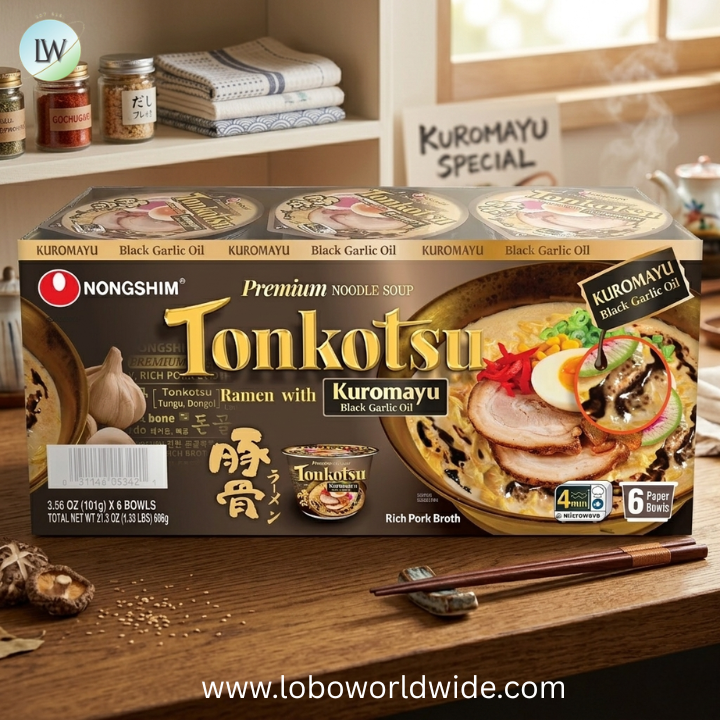 Nongshim Premium Tonkotsu Kuromayu Noodle Soup 6 pk.