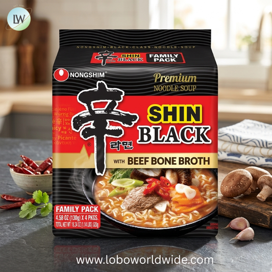 Nongshim Spicy Pot-au-feu Flavor Shin Black Noodle Soup, 4.58 oz, (Pack of 4)