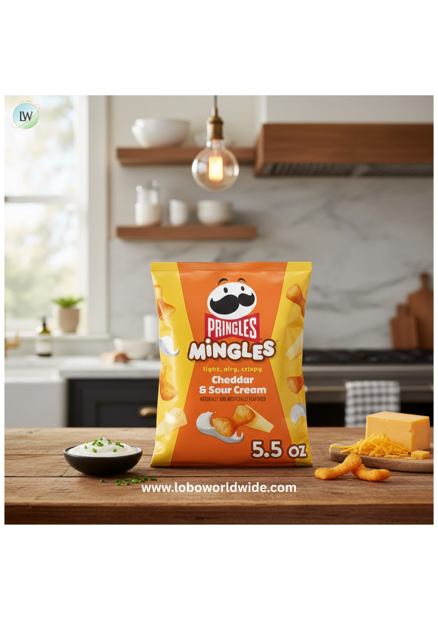 Pringles Mingles Cheddar and Sour Cream Puffed Snacks, Cheese Puffs, 5.5 oz