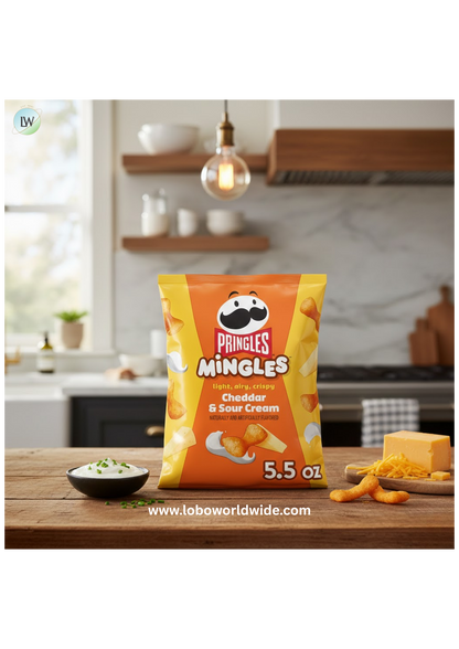 Pringles Mingles Cheddar and Sour Cream Puffed Snacks, Cheese Puffs, 5.5 oz