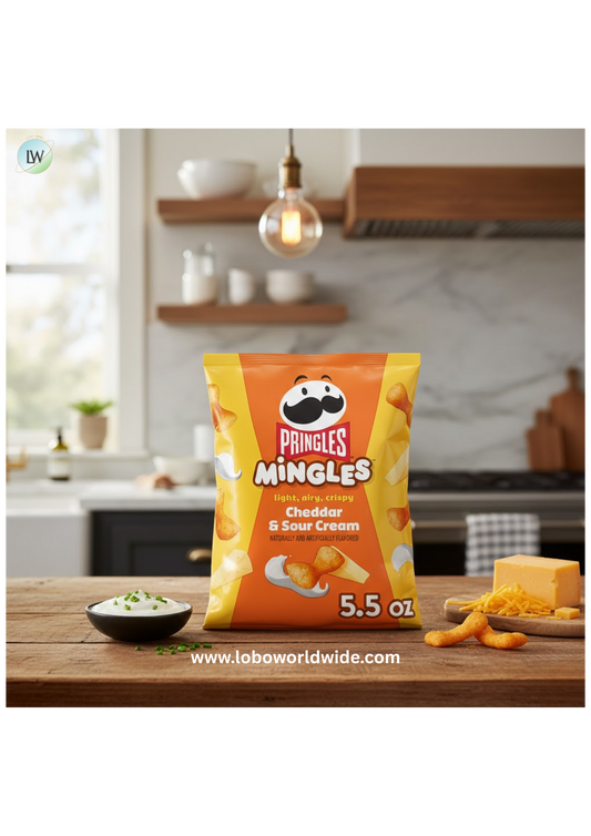 Pringles Mingles Cheddar and Sour Cream Puffed Snacks, Cheese Puffs, 5.5 oz