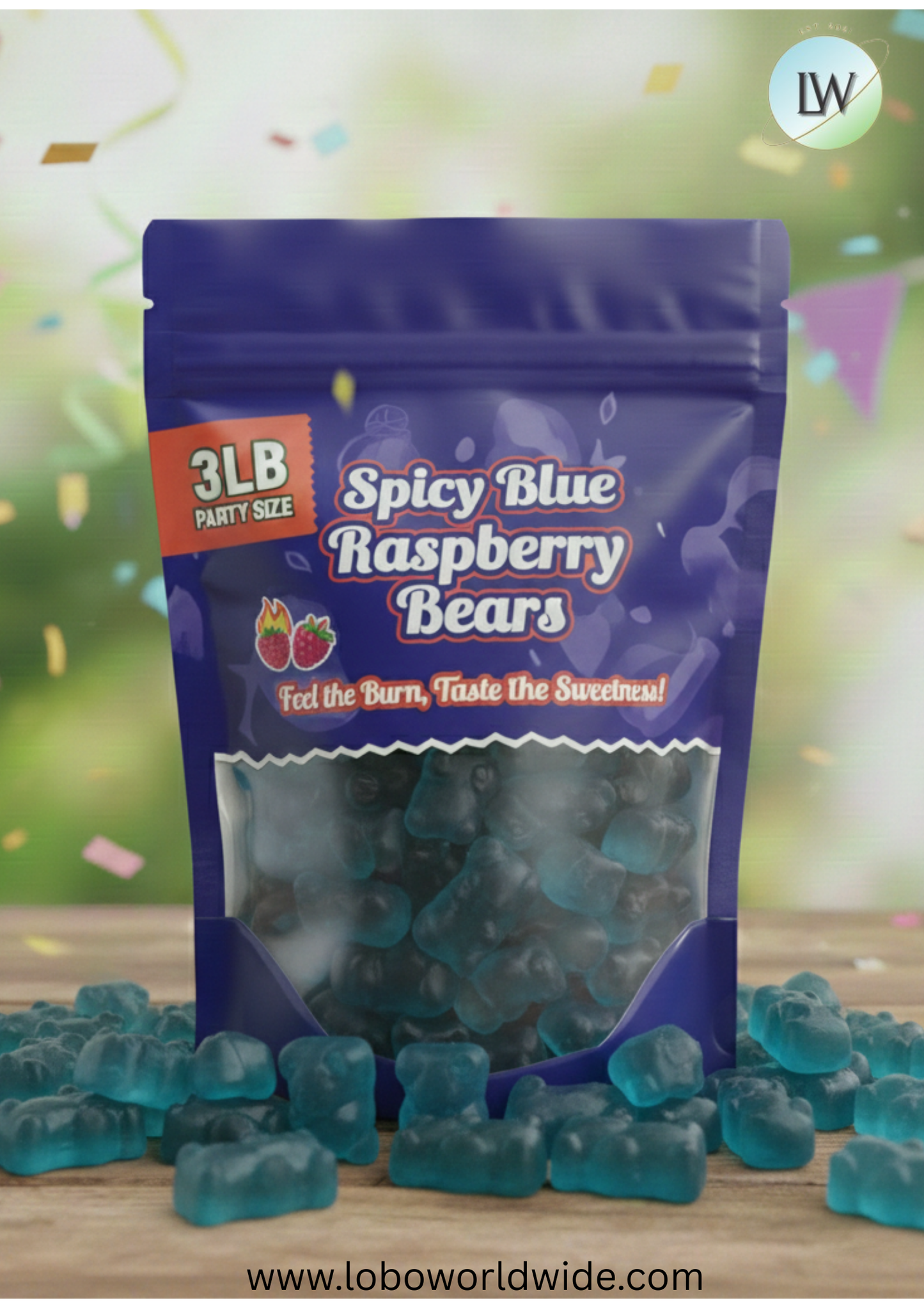 Spicy Blue Raspberry Gummy Bears(Various Sizes)