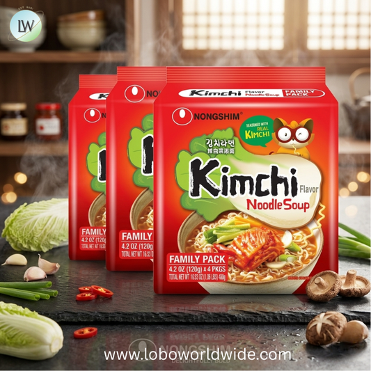 (4 pack) Nongshim Kimchi Spicy Red Chili Ramyun Ramen Noodle Soup Pack, 4.2oz X 4 Count, Shelf-Stable