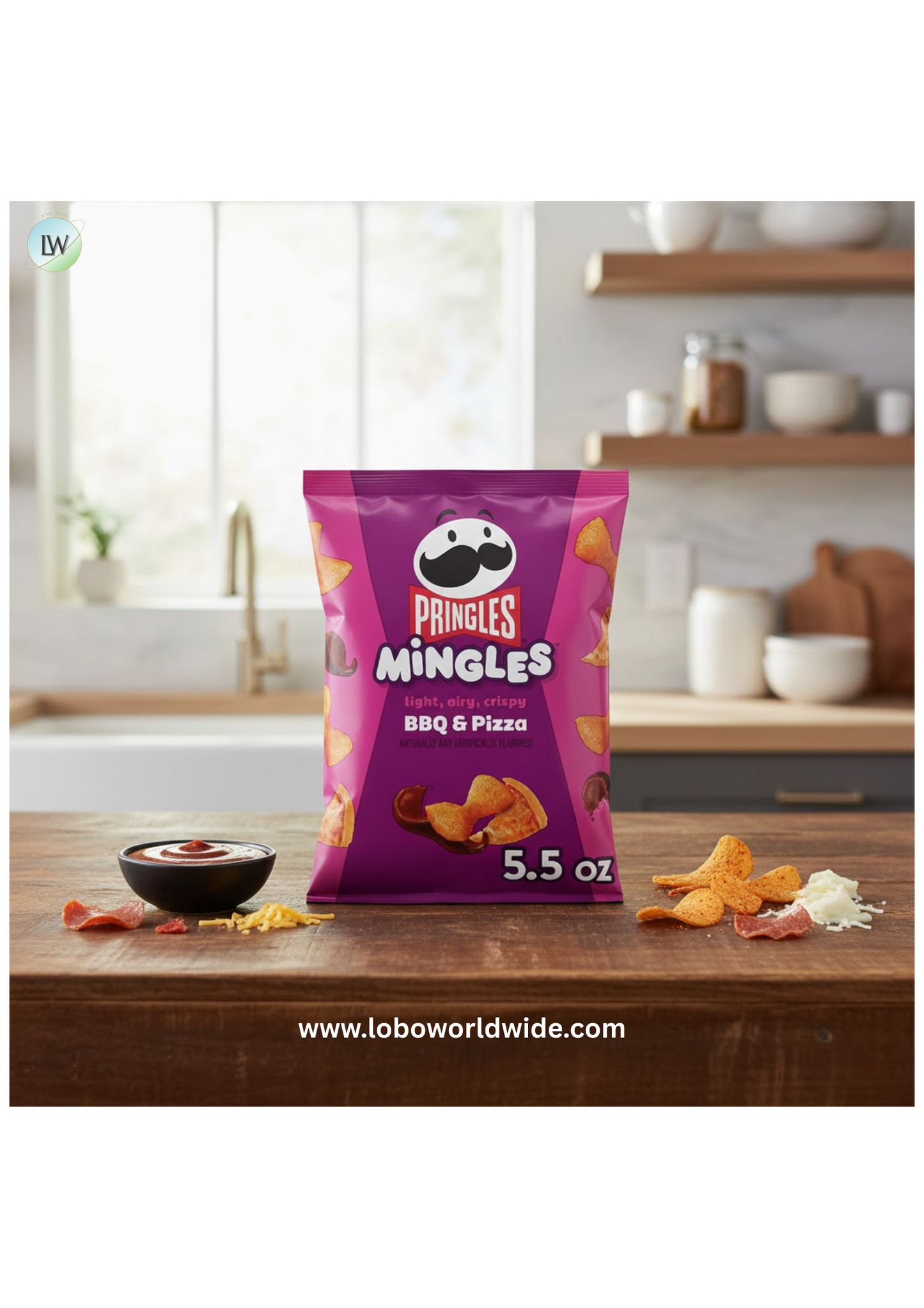 Pringles Mingles BBQ and Pizza Puffed Snacks, Salty Snacks, 5.5 oz