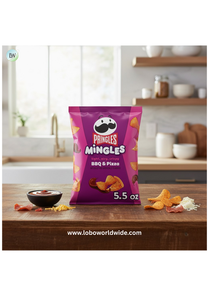 Pringles Mingles BBQ and Pizza Puffed Snacks, Salty Snacks, 5.5 oz