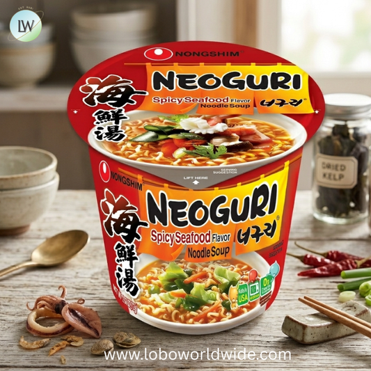 Nongshim Neoguri Spicy Seafood Ramyun Ramen Noodle Soup Cup, 2.64oz X 6 Count, Shelf-Stable