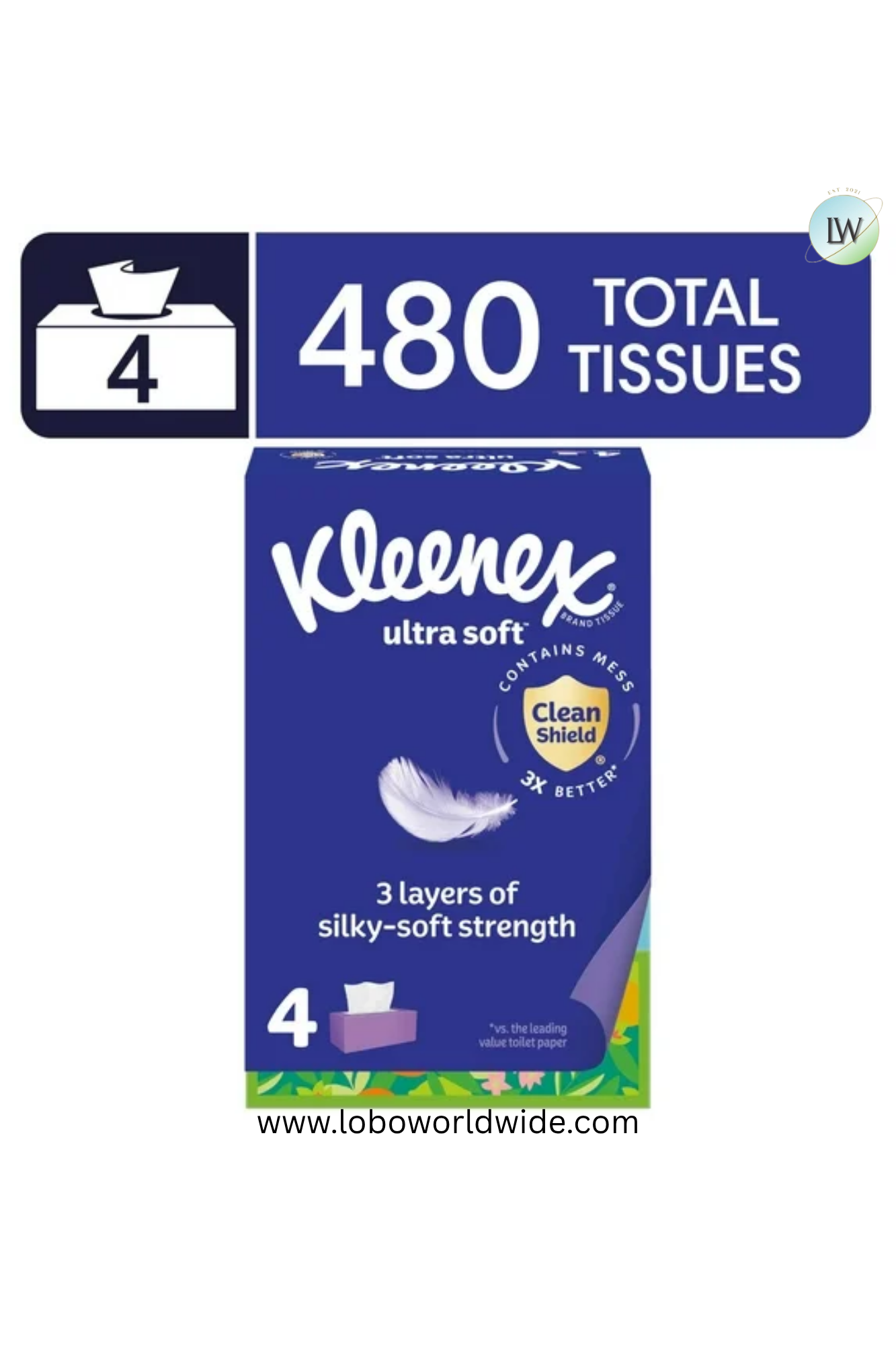 Kleenex Ultra Soft Facial Tissues, 120 Tissues per Box, 3-Ply