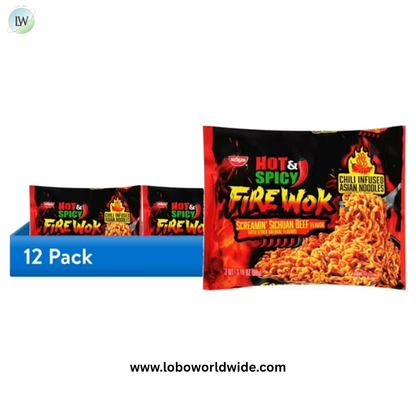 Nissin Foods Hot & Spicy Fire Wok Asian Noodles Soup Bowl, Shelf-Stable