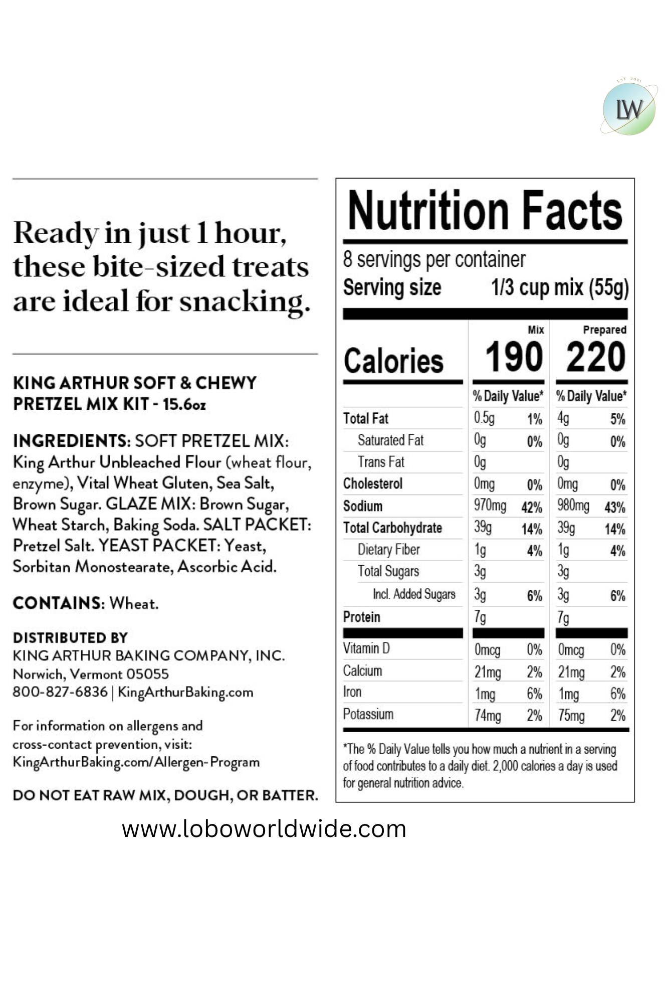 King Arthur Baking Company Soft & Chewy Pretzel Bites Mix Kit 15.6 oz.