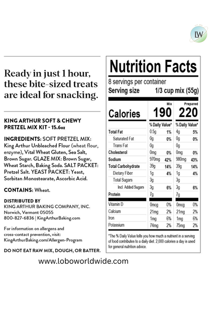 King Arthur Baking Company Soft & Chewy Pretzel Bites Mix Kit 15.6 oz.