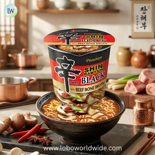 Nongshim, Shin Black Premium Noodle Soup Cups, Spicy, 3.5 oz, 8-Count