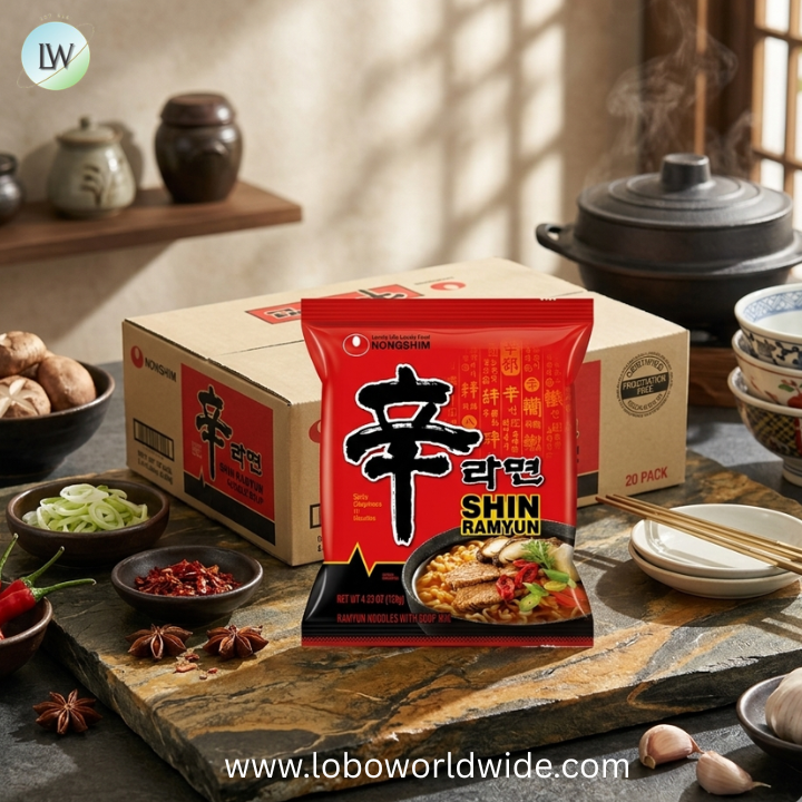 Nongshim Shin Ramyun Noodles, Spicy Korean Signature Instant Ramyun, Rich Beef Flavored Broth, Microwaveable, Korean Instant Noodles, 4.23 oz, Packaging May Vary.