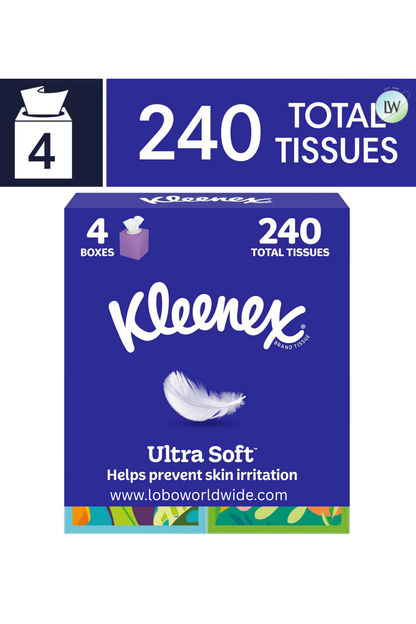 Kleenex Ultra Soft Facial Tissues, 60 Tissues per Box, 3-Ply