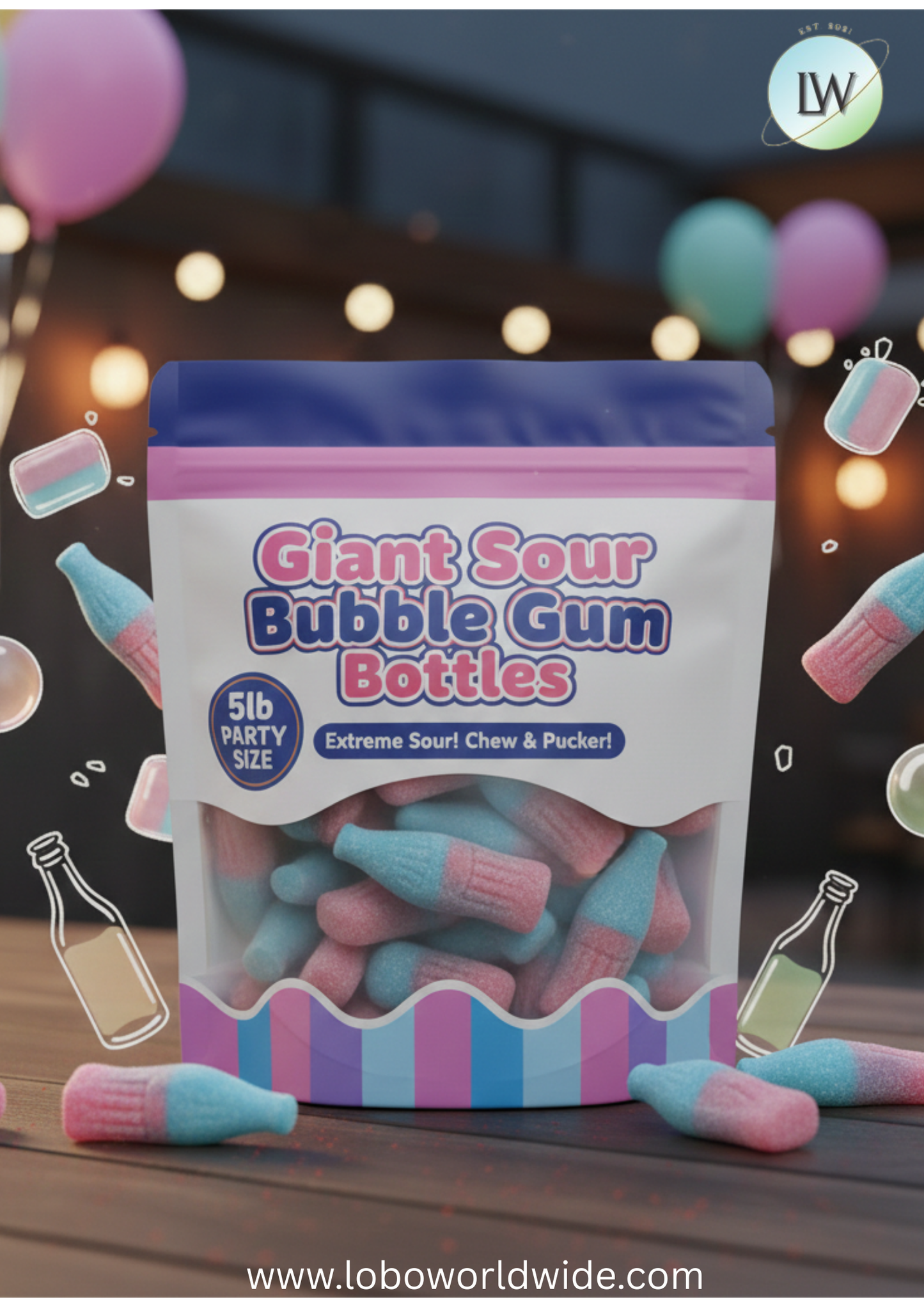 Giant Sour Bubble Gum Bottles(Various Sizes)