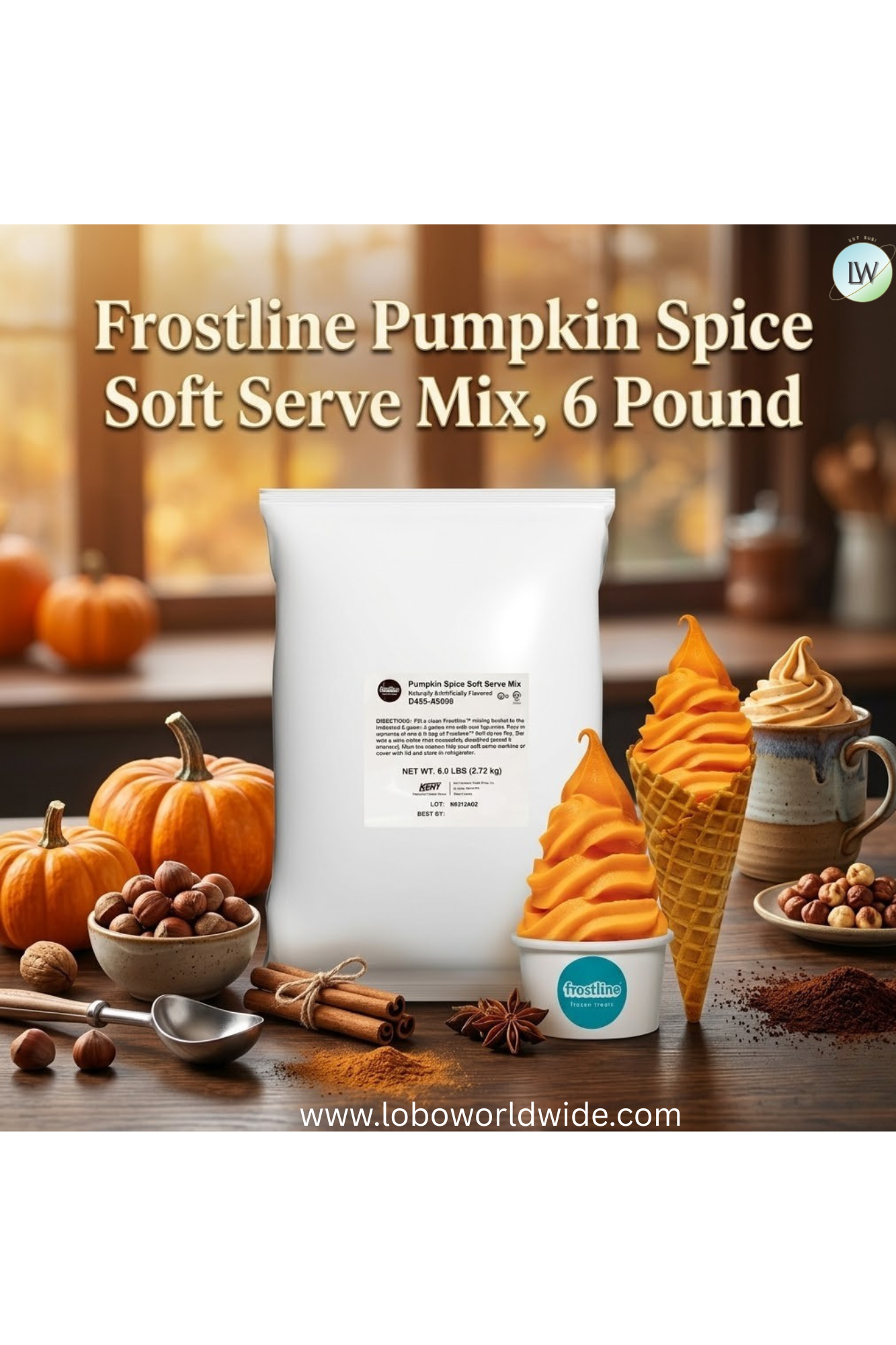 Frostline Pumpkin Spice Soft Serve Mix, 6 lb.