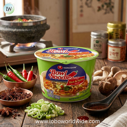 Nongshim Ramen Noodles, Gourmet Instant Ramen bowl, Premium Microwavable Noodle Soup, Hot & Spicy, 3.03 Ounce