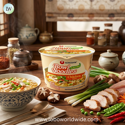 Nongshim Savory Chicken Noodle Soup Instant Ramen, 12 Pack, Microwaveable Bowl Soup Mix, Korean Ramyun with Cabbage & Carrots, Sabor a Pollo