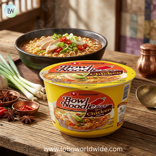 Nongshim Spicy Chicken Noodle Soup Instant Ramen, 12 Pack, Korean Microwaveable Bowl Soup Mix, Ramyun with Veggies, Sabor a Pollo