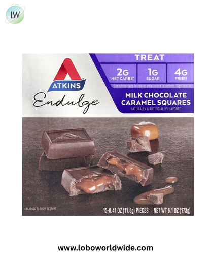 Atkins, Endulge®, Milk Chocolate Caramel Squares, 15 Pieces, 0.41 oz (11.5 g) Each