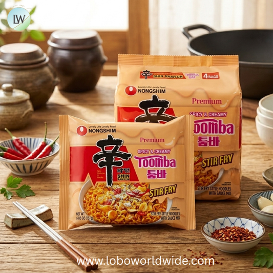 Nongshim Shin Ramyun Toomba Noodles, Creamy Korean Mac and Cheese Style Noodles, Gentle Kick of Spice, Korean Stir Fry Style Instant Noodles, 4.83 oz (Pack of 4), Packaging May Vary.