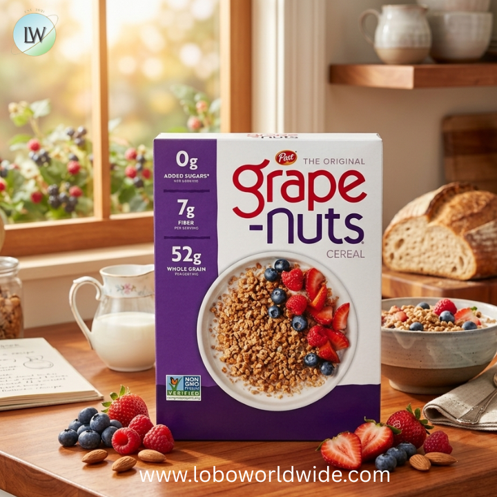 Grape-Nuts Original Cereal, Crunchy Whole Grain Wheat and Barley, Non-GMO, 20.5 oz Box